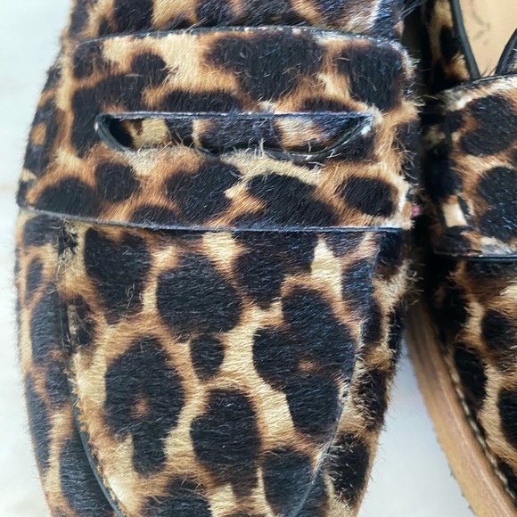 Longchamp Calf Hair Leopard Platform Penny Loafer size 35 - Picture 6 of 7